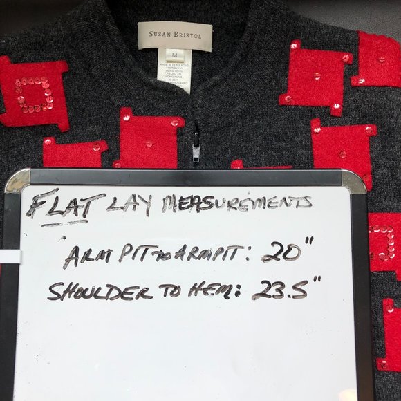 Susan Bristol 2001 Hand Embroidered Sequins Red & Gray Lambswool Front Zip Vest - Picture 15 of 15